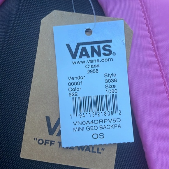 Vans Girls/Women Mini Geo Pink Small Backpack (VN0ADRPV5D) -   NWT - Picture 10 of 16